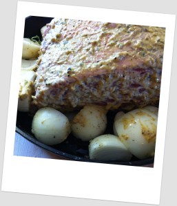 Gently massaged with mustard horseradish rub and ready for the oven.