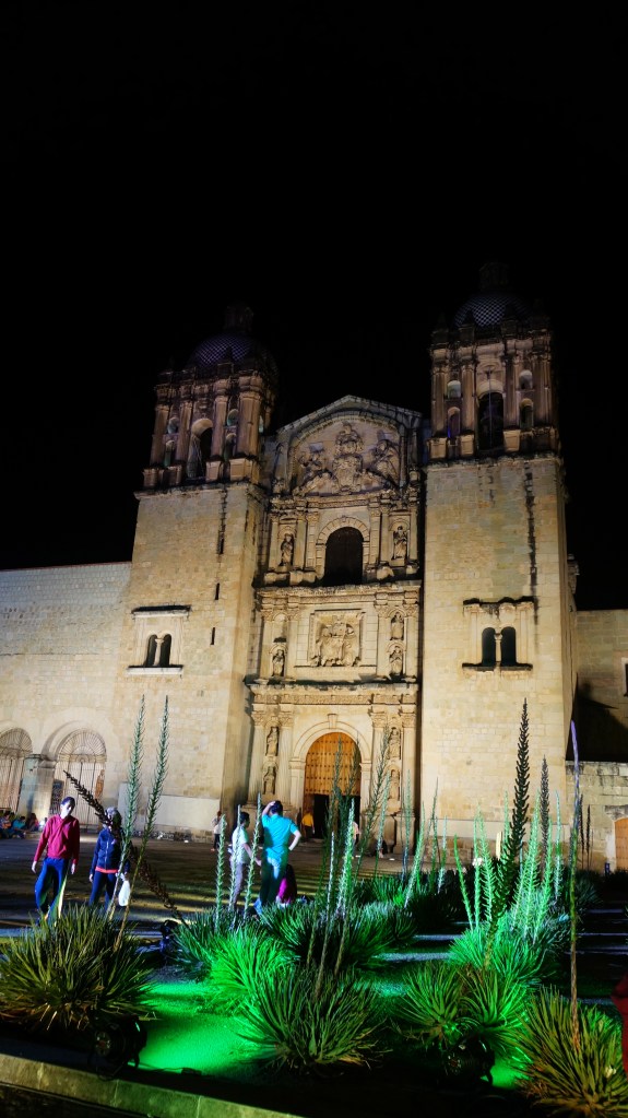 One of the many beautiful cathedrals - all lit up at night.
