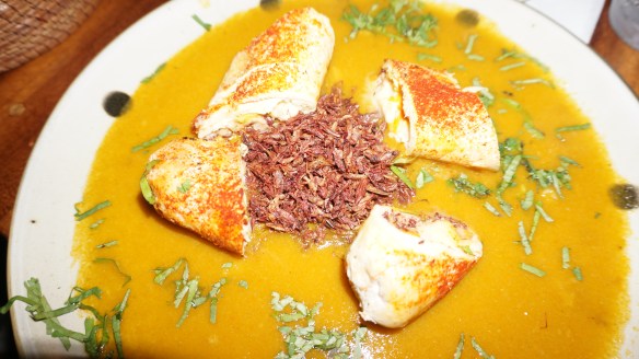 Wilson loved his chicken dish - in a guava sauce, served with a big bunch of chappulines (grasshoppers) - so good!