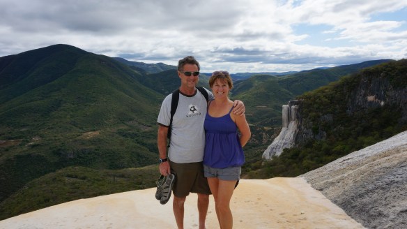 Standing on one of the calcified areas, with more of the falls in the background - can you tell how nervous I am to be standing there?