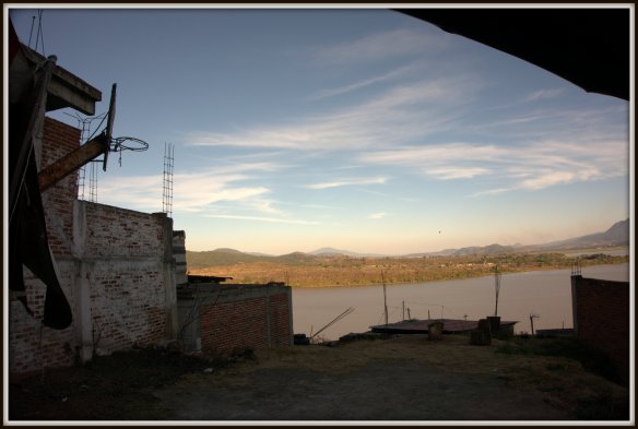 Basketball court on Isla Janitzia - maybe 20 feet by 20 feet, but not really square, and a LONG way down to the water if you lose the ball!