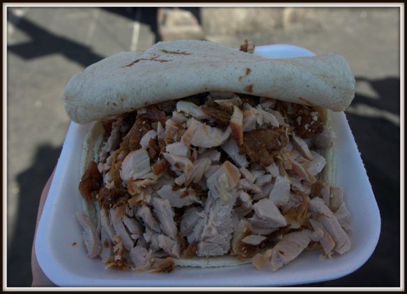 Yes, this is 1 taco. 30 pesos of the best carnita in Mexico. Go to Michoacan and see for yourself! Buy some guacamole from another vendor, a soft drink from the stand with tables and get set to be amazed.