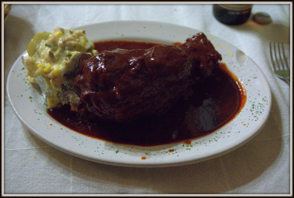 Chamorro Adobado in Patzcuaro - pork shank in adobe sauce.