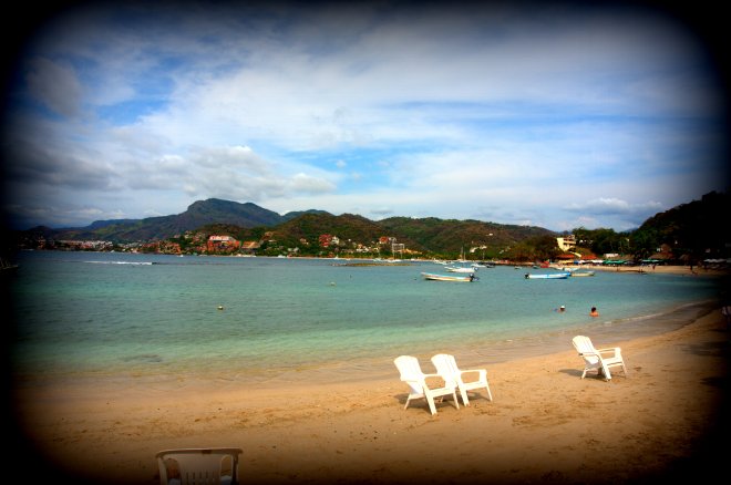 The beach at Los Gatos - an easy water taxi ride over from Zihuatenajo - beautiful water, lots of loungers to relax in - just watch out for those guys trying to help you in and out of the boat - they are not official in any way, and will want a tip for helping you!!  (whether or not you need it) :o)
