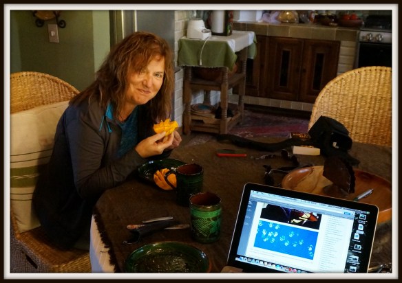 Perfect breakfast, fresh mangoes and avocado on toast with coffee.   How's my hair?