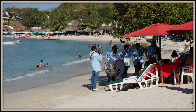 Every beach you go to in Mexico will have musicians entertaining the locals at the palapa restaurants.