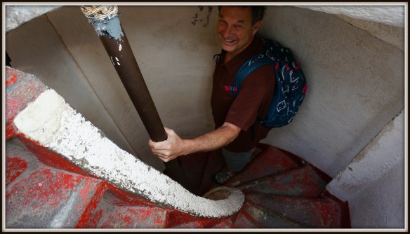 As we got closer to the top of the statue, inside his arm, it got closer and closer and tighter and tighter and twistier….