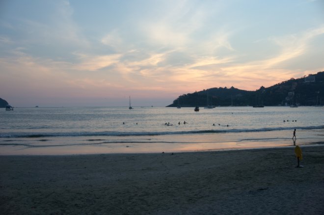 The sun slipping over the horizon in Zihuatenajo