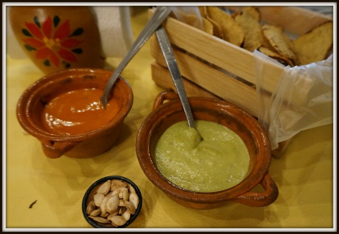 Con Sabor y Tixtla - just another fabulous restaurant that presents their salsas and grilled tortilla chips to start your meal.
