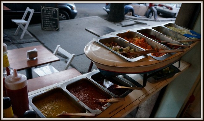 Only in Mexico will you be treated to a fish taco joint that has such a selection of salsas and toppings for your tacos.