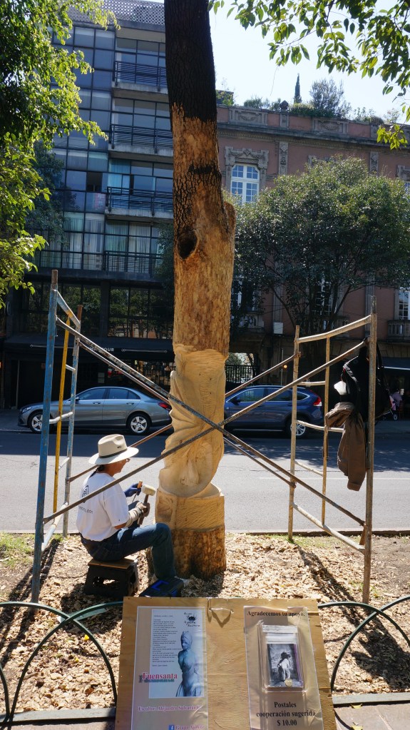 Obregan is a pretty big street, but as you will often find in Mexico, the centre divider is like a walking park - full of statues, fountains, and ongoing art projects.