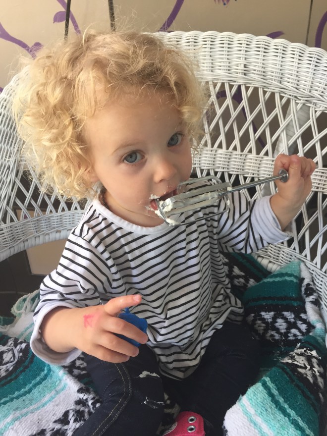 This might just be sweet little Stella's first whipped cream beater to lick …. but shhhh - don't tell anyone, Mom and Dad are away!