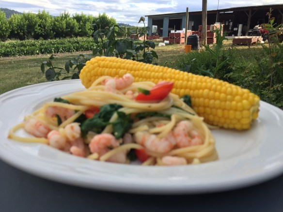 Freshly harvested corn, spinach and tomatoes make this deliciously simple pasta dish extra tasty.
