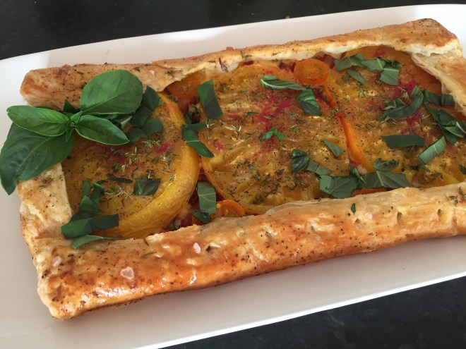 Fresh garden tomatoes and thyme combined with bacon and cheese 