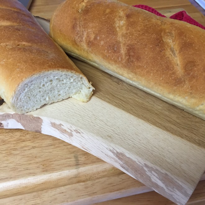 The house smells amazing and when you pull this french bread out of the oven you will have a hard time waiting for it to cool down enough to slice.