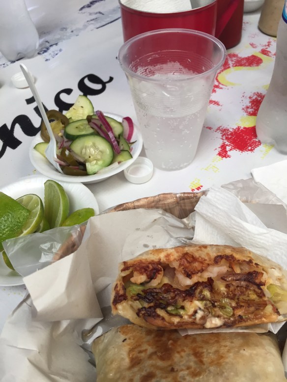 This was my dainty little shrimp taco (camarones), and it was anything but dainty - however it was delicious!