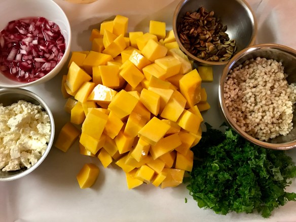 Butternut squash salad prep