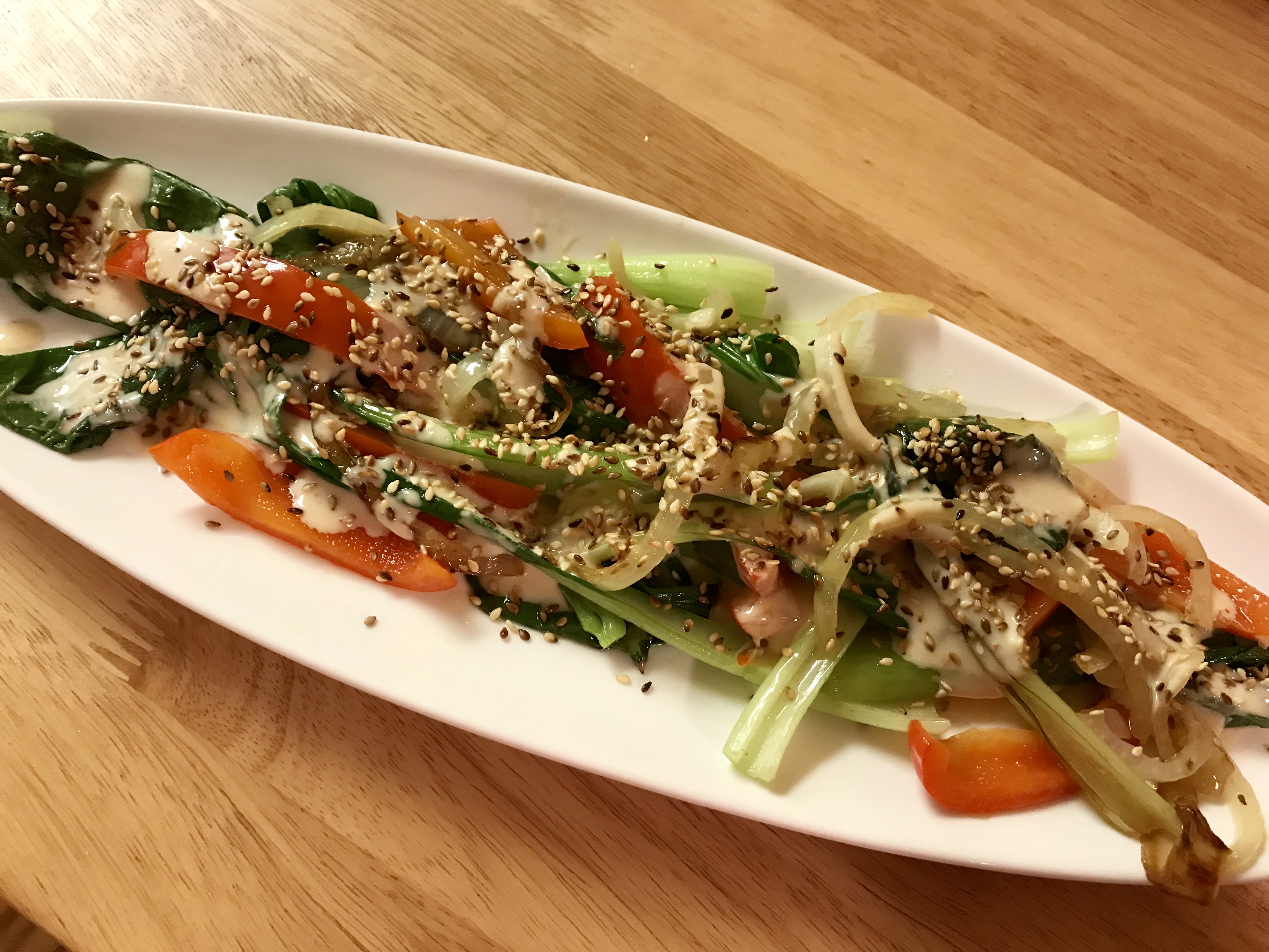 Lemon Tahini Bok Choy &amp; Peppers