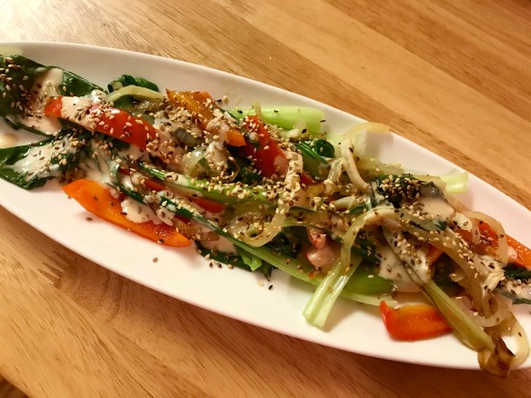 Lemon Tahini Bok Choy &amp; Peppers